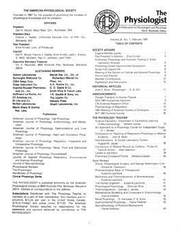 THE AMERICAN P Founded in 1887 for the Purpose of Promo Ting the in Crease of Physiologica I Knowledge and Its U Tilization