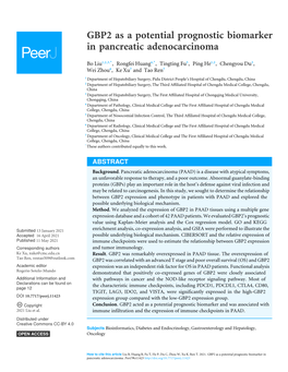 GBP2 As a Potential Prognostic Biomarker in Pancreatic Adenocarcinoma