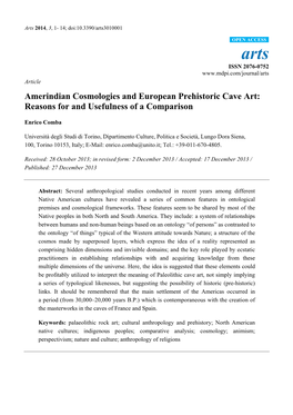 Amerindian Cosmologies and European Prehistoric Cave Art: Reasons for and Usefulness of a Comparison