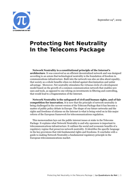 Protecting Net Neutrality in the Telecoms Package