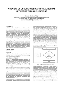 A Review of Unsupervised Artificial Neural Networks with Applications