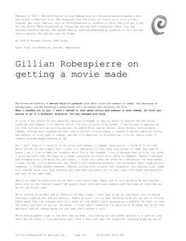 Gillian Robespierre on Getting a Movie Made