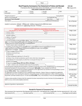 Real Property Conveyance Fee Statement of Value and Receipt