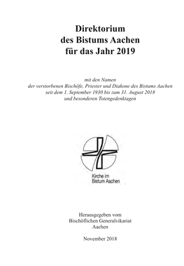 Direktorium Des Bistums Aachen Für Das Jahr 2019