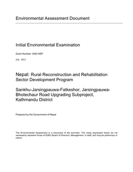 Nepal: Rural Reconstruction and Rehabilitation Sector Development Program
