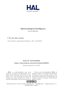 Epistemological Intelligence Steven Bartlett