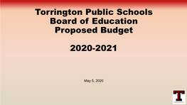 Torrington Public Schools Superintendent's Proposed Budget