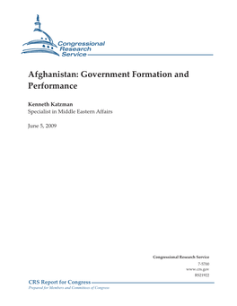 Afghanistan: Government Formation and Performance