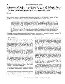 Mechanisms of Action of Antipsychotic Drugs Of