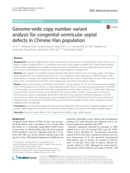 Genome-Wide Copy Number Variant Analysis For