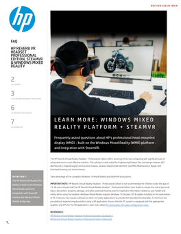 Learn More: Windows Mixed Reality Platform + Steamvr