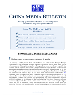 China Media Bulletin