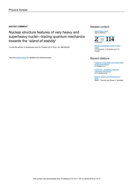 Nuclear Structure Features of Very Heavy and Superheavy Nuclei—Tracing Quantum Mechanics Towards the ‘Island of Stability’