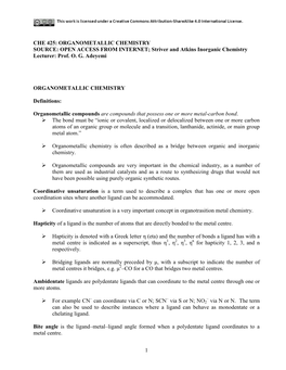 Organometrallic Chemistry