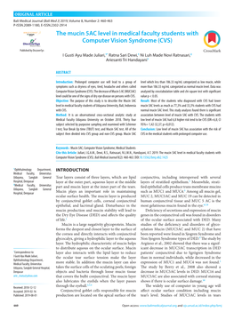 The Mucin 5AC Level in Medical Faculty Students with Computer Vision Syndrome (CVS)