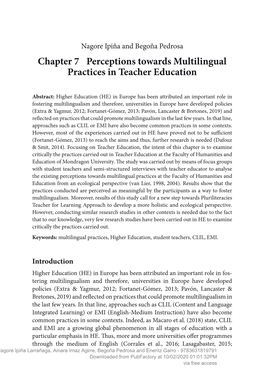 Chapter 7 Perceptions Towards Multilingual Practices in Teacher Education