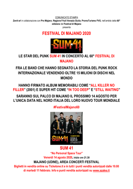 Festival Di Majano 2020 Sum 41