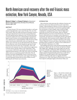 North American Coral Recovery After the End-Triassic Mass Extinction, New York Canyon, Nevada, USA