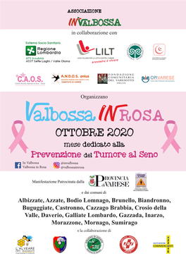 OTTOBRE 2020 Mese Dedicato Alla Prevenzione Del Tumore Al Seno in Valbossa @Invalbossa Valbossa in Rosa @Valbossainrosa