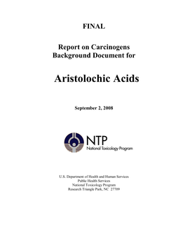 Background Document: Roc: Aristolochic Acids ; 2010