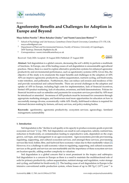 Agroforestry Benefits and Challenges for Adoption in Europe and Beyond