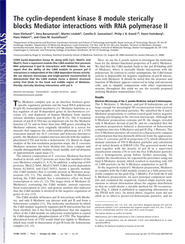 The Cyclin-Dependent Kinase 8 Module Sterically Blocks Mediator Interactions with RNA Polymerase II