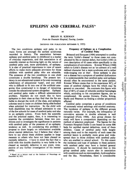 Epilepsy and Cerebral Palsy*