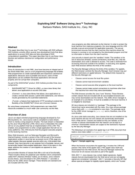 Exploiting SAS Software Using Java Technology