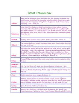 Sport Terminology