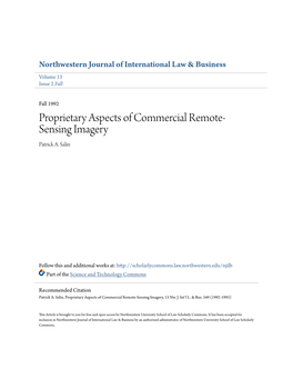 Proprietary Aspects of Commercial Remote-Sensing Imagery, 13 Nw