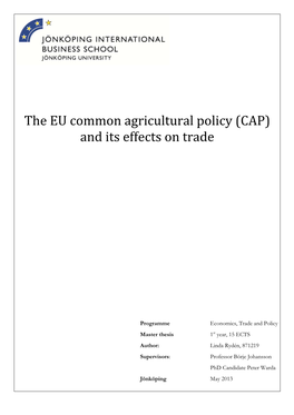 The EU Common Agricultural Policy (CAP) and Its Effects on Trade