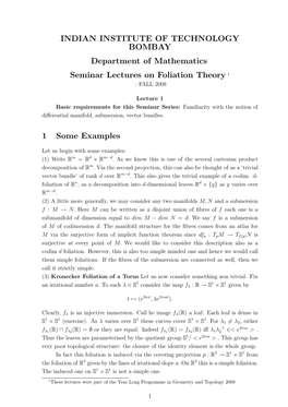 Lecture Notes on Foliation Theory