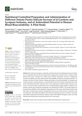 Carotene and Lycopene Isoforms, and of Antioxidant Potential in Human Blood Bioavailability: a Pilot Study