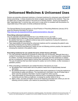 Unlicensed Medicines List for Suffolk D&T