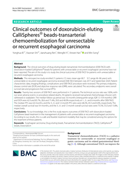 Clinical Outcomes of Doxorubicin-Eluting Callispheres