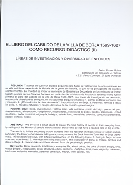 El Libro Del Cabildo Dela Villa De Berja1599-1627 Como Recurso Didáctico (Ii)