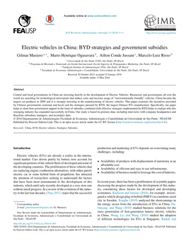 Electric Vehicles in China: BYD Strategies and Government Subsidies