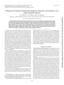 Enhanced Trehalose Production Improves Growth of Escherichia Coli Under Osmotic Stress† J