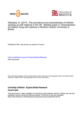 Briefing Paper 4: Characteristics of Children Living with Relatives in Northern Ireland