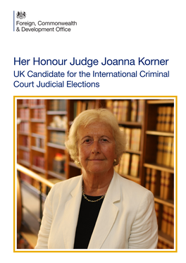 Her Honour Judge Joanna Korner, UK Candidate for the International