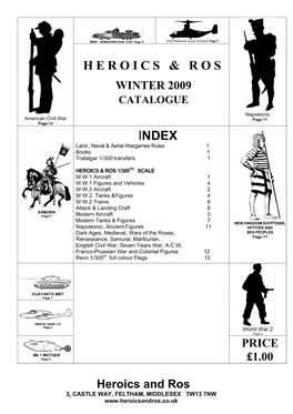 Heroics & Ros Index