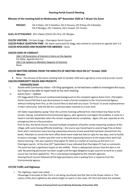 Avening Parish Council Meeting Minutes of the Meeting Held On