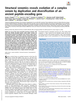 Structural Venomics Reveals Evolution of a Complex Venom by Duplication and Diversification of an Ancient Peptide-Encoding Gene