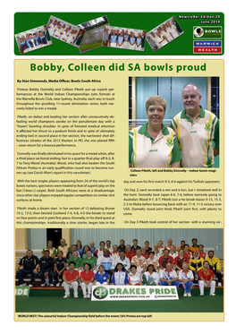 Bobby, Colleen Did SA Bowls Proud
