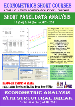 Hands-On & Exercise: Stata Hands-On: Eviews & Stata