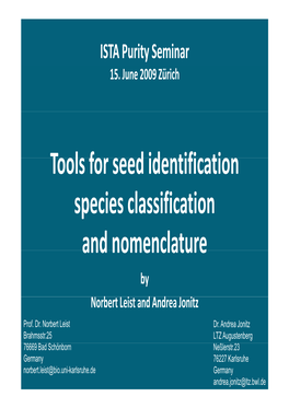 Species Classification and Nomenclature by Norbert Leist and Andrea Jonitz Prof