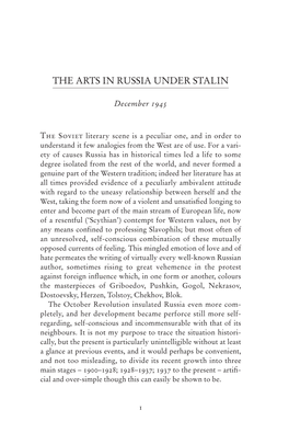 The Arts in Russia Under Stalin