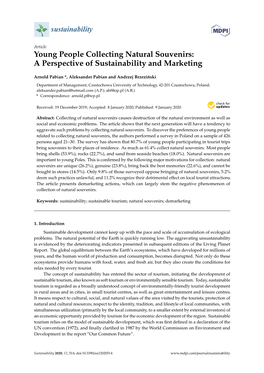 Young People Collecting Natural Souvenirs: a Perspective of Sustainability and Marketing