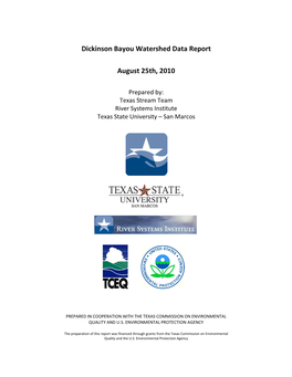 Dickinson Bayou Watershed Data Report