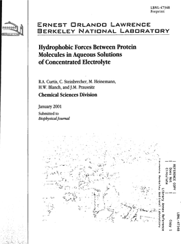 Hydrophobic Forces Between Protein Molecules in Aqueous Solutions of Concentrated Electrolyte